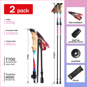 Gran oferta de bastones de senderismo telescópicos de fibra de carbono ultraligeros, personal de senderismo con puntas antigolpes y bloqueo rápido, para hombres y mujeres - Product Image 3