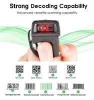 Scanner de codes-barres portable sans fil 1D 2D QR à haute vitesse pour entrepôt, à porter sur le doigt, prêt à l'emploi (RTS)