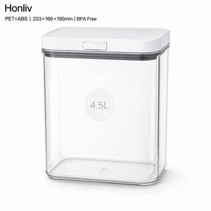 Grain Storage Bin Set 3 Sizes Stackable Airtight Moisture-Proof Pop-Tip Lid Food-Grade Plastic Rice Cereal <strong>Flour</strong> <strong>Container</strong> - Product Image 4