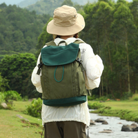 Sac à dos en toile résistant à l'eau unisexe Grand sac à dos de randonnée multi-poches motif géométrique (vert montagne) pour les couples