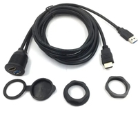 1m USB 3.0 HD-Stecker auf HD USB3.0-Buchse AUX Dashboard Panel Auto Unterputz-Verlängerung kabel mit Installationsplatten-Kits