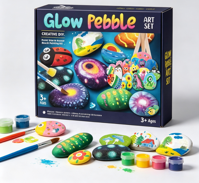 Glow in the Dark Rock Painting Kit, DIY Educational Art Craft Supplies, Creative Handicraft Toy Gift for Boys Girls