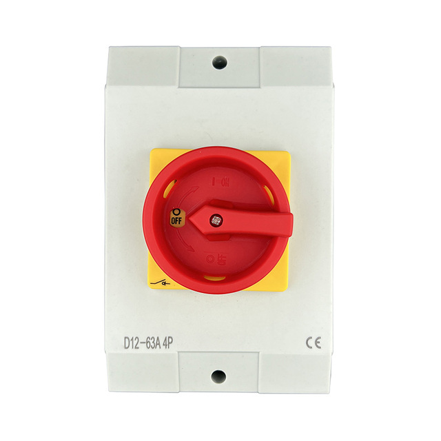 D12 4P 63A AC Outdoor IP65 Rotary 230v/440v Electric Isolator Switch Waterproof CE Certified Orange Yellow Handle 12 Months