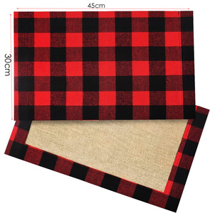 Ychon hai lớp màu đen và trắng rô bảng giáng sinh mat, bàn ăn gia đình rô đỏ thực phẩm phương Tây mat - Product Image 4