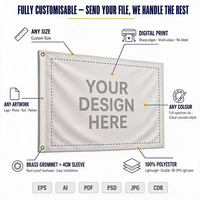 Drapeau de défilé personnalisé avec logo d'organisation multiple, impression numérique sur polyester, conception sur mesure, affichage de cortège, vente en gros, petite quantité