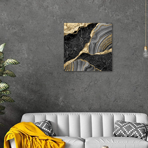 Cuadro de Lienzo Grande de 100x100cm con Impresión Digital Abstracta de Grano de Mármol y Purpurina para Decoración del Hogar - Product Image 4