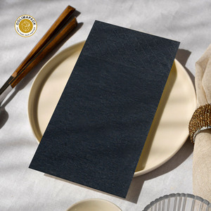 OOLIMA 330*330 servilletas de lino y algodón negro de 2 capas servilleta de CENA DE Color sólido moderno para uso doméstico o restaurante - Product Image 1