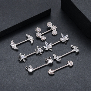 Set de 10 Lindos Clips para Orejas de Conejo, Anillo de Zirconia <span class=keywords><strong>Grande</strong></span> para Pezón, Barra Plateada, Joyería de Acero Inoxidable para <span class=keywords><strong>Piercing</strong></span> Corporal, para Bodas - Product Image 6