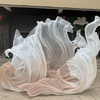 Fleurs géantes en organza de soie faites à la main sur mesure pour la décoration de scène de mariage et d'événements HQ0008 pour décorations de fête