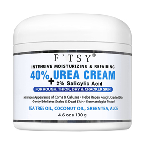 Marque privée Crème à l'urée 40% Acide salicylique 2% Crème pour les pieds à l'huile d'arbre à thé pour les talons craquelés secs Pieds Genoux Coudes Mains - Product Image 1