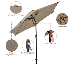 Parasol de aluminio barato de fábrica de China al por mayor y sombrilla balinesa blanca con base resistente al viento y a la lluvia para uso en patio y hotel - Product Image 3