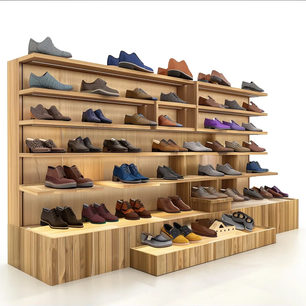 High Quality Wooden Folding Shoe Display Rack Pegboard Shoe Display Rack shoes Store Display Rack Design