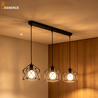 Lustre en fer forgé noir à 3 lumières, semi-encastré, lampe de plafond vintage industrielle, éclairage suspendu pour restaurant et maison