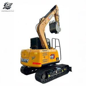 Excavadora de cadenas Sany75C usada, 7.5 toneladas, cucharón de 0.3m³, marca china original, excavadora pequeña para construcción, pocas horas, buen estado. - Product Image 1