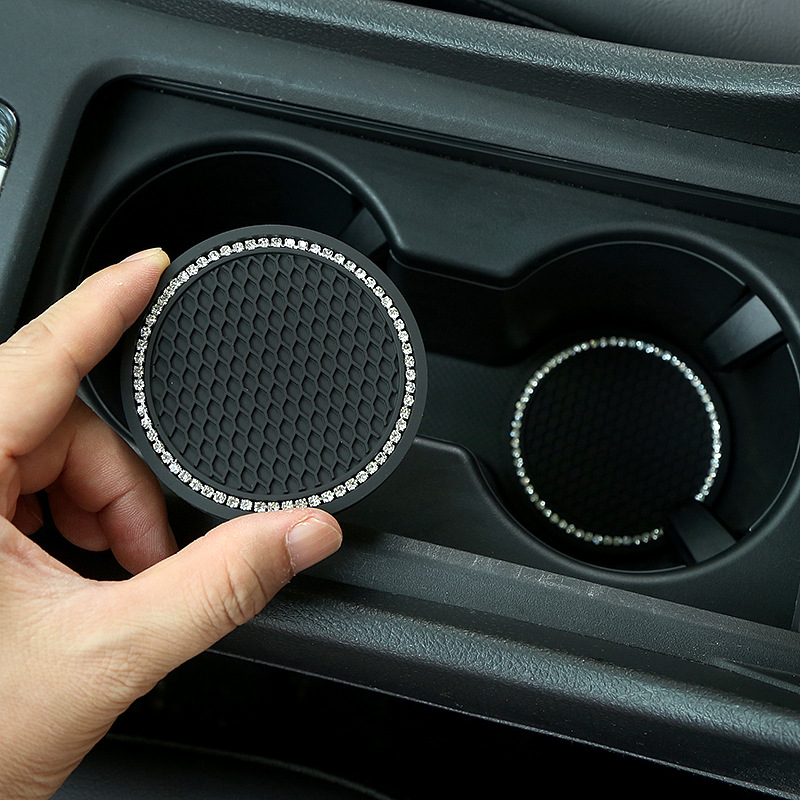 Bling Car Cup Coaster Anti-Slip Silicone Round Auto Interior Car Cup Mat - Yiwu Suou Daily Necessiti
