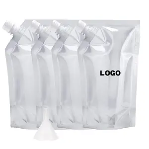 Custom Printing Logo Clear Beverage Spout Pouch Reusable Water Juice Drink Liquid Packaging Plastic Bags