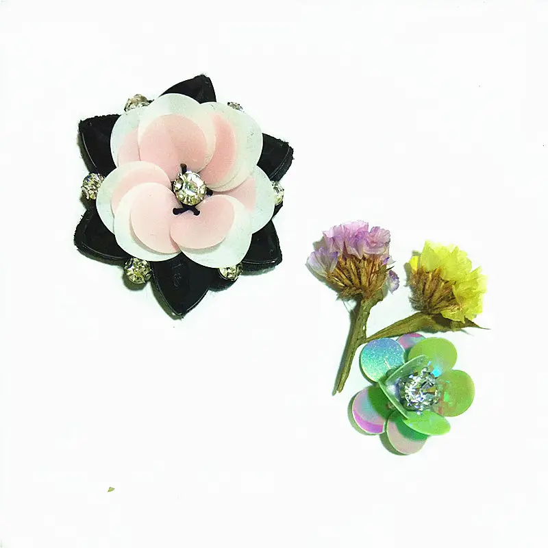Aksesoris pakaian 3D bunga payet kain sifon bunga untuk gaun pakaian