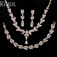 RAKOL SP3386 haute qualité boucles d'oreilles collier bague bracelets ensemble de bijoux zircon cubique ensembles de bijoux de mariage