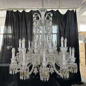 Candelabro de cristal K9 de lujo plateado personalizado, iluminación de villas modernas, candelabro de cascada de techo alto - Product Image 4