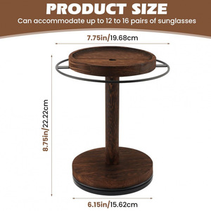 Wooden Eyeglasses Storage Rack 12 Slots <b>Rotating</b> Sunglasses Holder Desktop Jewelry <b>Stand</b> Multipurpose <b>Display</b> - Product Image 4