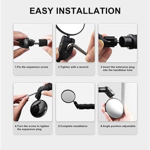 Ztc473 1 Espejo retrovisor para bicicleta, lente acrílica, soporte giratorio de 360 ​​grados para manillar, para bicicletas de montaña - Product Image 3
