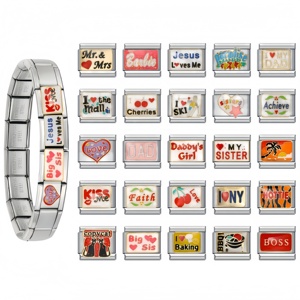 Wholesale Italian Charm <b>Bracelets</b> <b>Sister</b> Dad love Module Pendant <b>Bracelet</b> Fashion 9mm Stainless Steel <b>Bracelet</b> DIY Jewelry Gift - Product Image 1