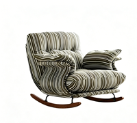 Nouvelle chaise longue à bascule Phil en tissu, style vintage, pour salon et balcon, idéale pour se détendre et s'endormir