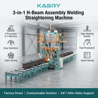 Ligne de production de structures en acier : Assemblage, soudage et redressage de poutres en H pour la fabrication automatique de poutres, opération optimisée en termes d'espace