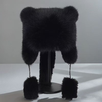 Bonnet en fausse fourrure moelleux parent-enfant avec queue, accessoires chauds d'hiver, oreilles d'ours, rabats, casquette attrape-rêves, utilisation en extérieur