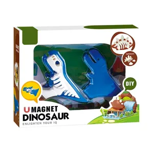 New product diy dinosaur skeleton model 3d scene magnetic building blocks assemble dinosaur educational toys