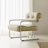Chaise de salon moderne minimaliste en cuir PU imperméable et résistant aux taches avec structure en métal, chaise de salon ergonomique