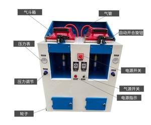 Macchina Automatica Pneumatica <span class=keywords><strong>QS</strong></span>-129 a Doppia Testa per l'Applicazione di Suole, Pressa per Suole, Macchina per Calzature per Officine di Riparazione Calzature e Sartorie - Product Image 2