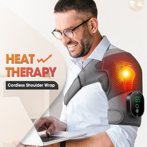 Almofada Térmica Sem Fio com Controle Remoto por Vibração, Recarregável via USB, com Display LCD, Massajador para Ombros - Product Image 2