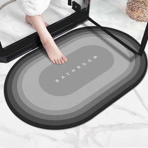 Tapis <span class=keywords><strong>de</strong></span> salle <span class=keywords><strong>de</strong></span> <span class=keywords><strong>bain</strong></span> ovale antidérapant en terre <span class=keywords><strong>de</strong></span> diatomées, super absorbant et à séchage rapide, fabriqué à la machine - Product Image 5