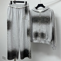 Ensemble de survêtement streetwear SEMETAL pour homme, coupe oversize et baggy, effet délavé à l'acide, brodé, personnalisé, 100% coton épais