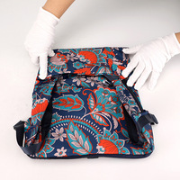 Tas Ransel Serut Bermotif Bunga Denim untuk Wanita-Tas Perjalanan Olahraga Fitness Tahan Air yang Ringan dan Bernapas
