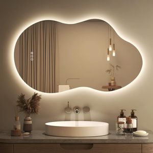 <span class=keywords><strong>Espejo</strong></span> de Baño Inteligente con Retroiluminación LED en Forma de Nube Irregular, con Luces LED Cálidas para Maquillarse - Product Image 1