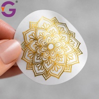 Autocollant personnalisé découpé sur mesure en PVC/PET transparent avec estampage à chaud doré, résistant à l'eau et aux UV, pour sceau de mariage, cosmétiques, décorations de pots de bougies