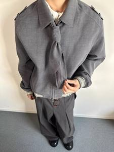 Men's Vintage Check Short Lapel Jacket with Design Details Trendy <strong>Old</strong> Money Style Loose Casual Outerwear for Spring and Autumn - Product Image 3