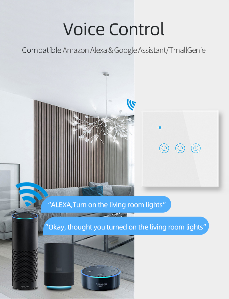 Zigbee EU UK Standard 1 Gang 110-240V Google Alexa Smart Light Switch
