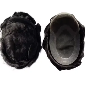 Fine swiss lace with PU around back sides replacement system 100% Indian Remy oct human hair men toupee