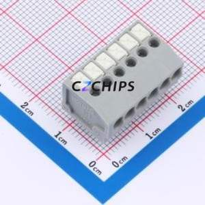 805-106 Spring Terminal Block Through hole Component (THT),P=3.5mm Connector 1x6P 3.5mm Gray 6P - Product Image 1