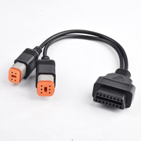 Cable Divisor de Diagnóstico 2 en 1 para Motocicleta, OBD2 de 16 Pines a 4 Pines + 6 Pines