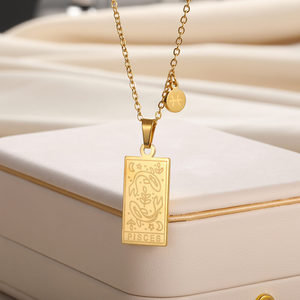 Doce constelaciones collar hombres mujeres nuevo cuadrado Acero inoxidable chapado en oro circón Escorpio <span class=keywords><strong>pareja</strong></span> cadena regalo aniversario - Product Image 4