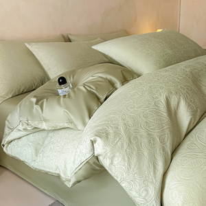 Ensemble <span class=keywords><strong>de</strong></span> literie en jacquard beige crème <span class=keywords><strong>de</strong></span> luxe, 100% <span class=keywords><strong>coton</strong></span> tissé <span class=keywords><strong>satin</strong></span>é, <span class=keywords><strong>coton</strong></span> <span class=keywords><strong>de</strong></span> classe A - Product Image 2
