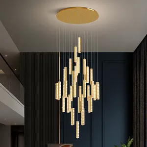Modern Nordic Crystal Chandelier Duplex Villa Stair Lamp Living Room Dining Room Lamp Exhibition Hall Rest Area Decorative Lamp