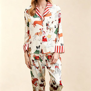 Pijamas Navideños para Mujer, Conjunto de Ropa de Dormir de Algodón y Bambú, Manga Larga, Traje de Noche Festivo, Pijama para Mujer - Product Image 1