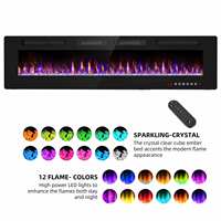Cheminée électrique décorative 3D intégrée de 72 pouces OEM/ODM, 12 couleurs de flammes, 750 W, pour la maison et l'hôtel