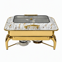 KUNTAI Réchaud de buffet rectangulaire de luxe en bois et acier inoxydable martelé, alimenté à l'alcool, 9L, hydraulique, A++ Énergie 24