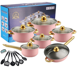 Vendita calda <span class=keywords><strong>18</strong></span> pezzi antiruggine in acciaio inox <span class=keywords><strong>Set</strong></span> di pentole antiaderente utensili da cucina, tra cui padella e pentola per uso cucina - Product Image 4